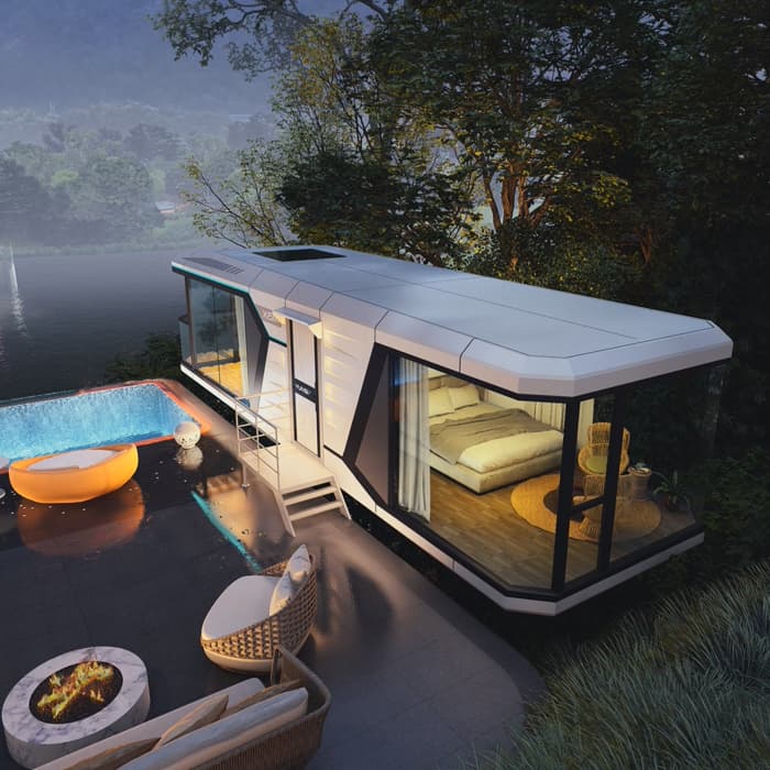 hitilly capsule house at night