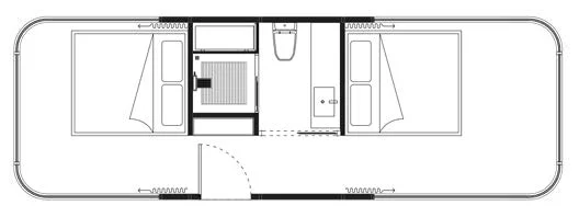 prefabsquare capsule house e6 layout model 1