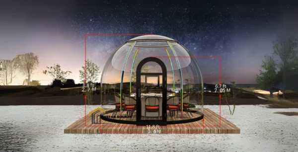 prefabsquare 12 ft Polycarbonate dome house 3.6m banner